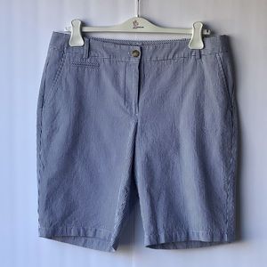 Talbots Vertical Blue and White Strip Shorts